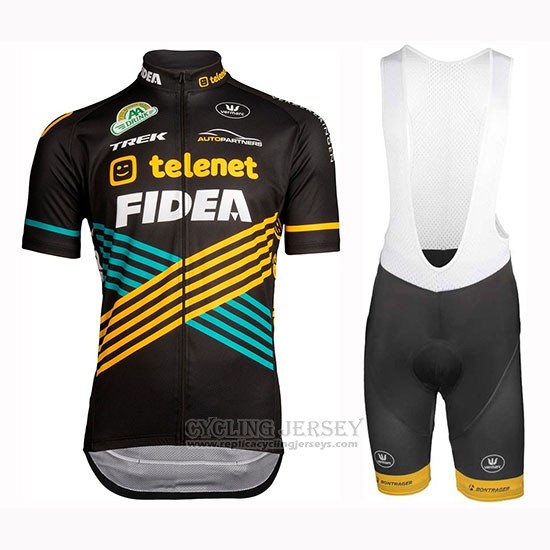 2019 Cycling Jersey Telenet Fidea Black Yellow Blue Short Sleeve and Bib Short